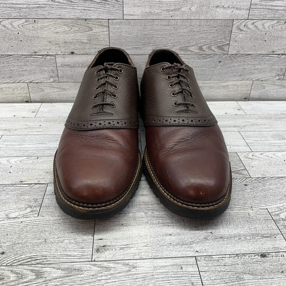 H.S.‎ Trask Saddle Two Tone Brown Bison Leather Oxford Dress Shoes Men Size 10M